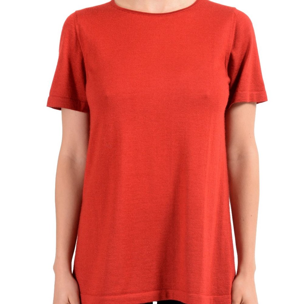 Malo Cashmere Silk Red Short Sleeve Womens T-Shirt
